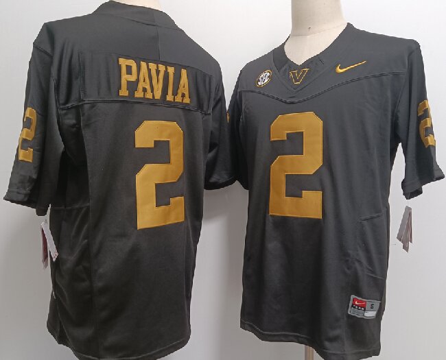 Men's Vanderbilt Commodores #2 Diego Pavia Black Gold FUSE College Football Jersey