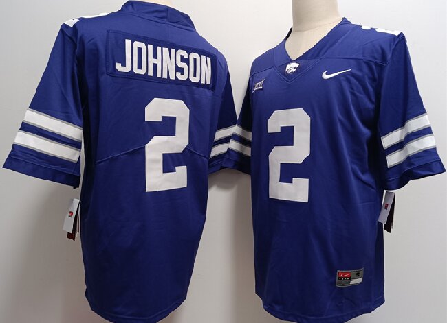 Men's Kansas State Wildcats #2 Avery Johnson Purple Vapor Stitched Jersey