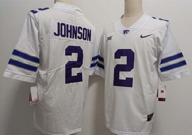 Men's Kansas State Wildcats #2 Avery Johnson White Stitched Jersey