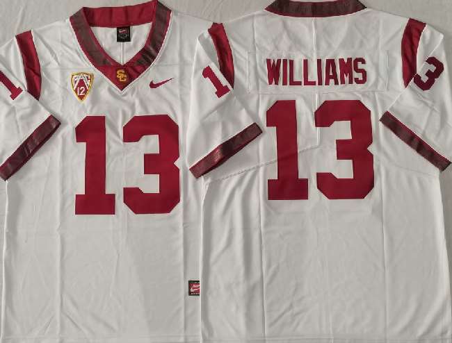 Men's USC Trojans #13 Caleb Williams White Stitched Jersey