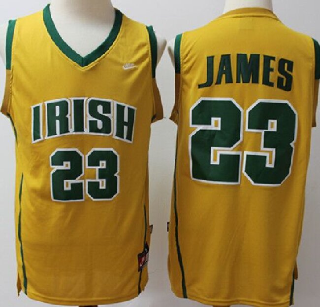 Men's Notre Dame Fighting Irish #23 Lebron James Yellow Limited Stitched Jersey