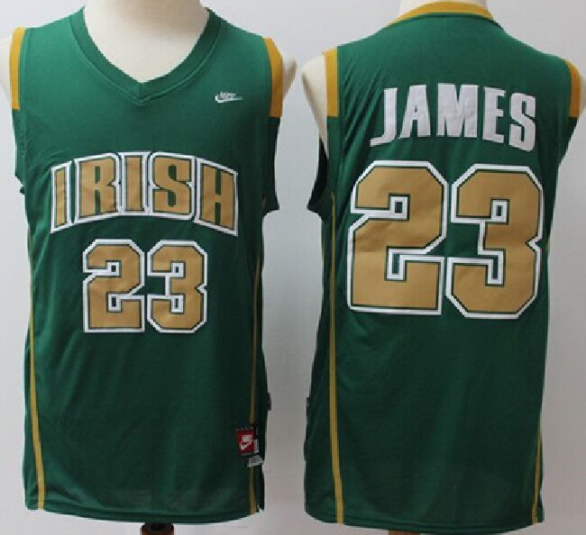 Men's Notre Dame Fighting Irish #23 Lebron James Green Limited Stitched Jersey