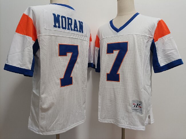 Men's Blue Mountain State #7 Alex Moran White  College Football Jersey