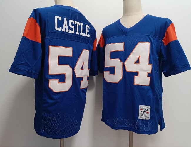 Men's Blue Mountain State #54 Thad Castle Blue College Football Jersey
