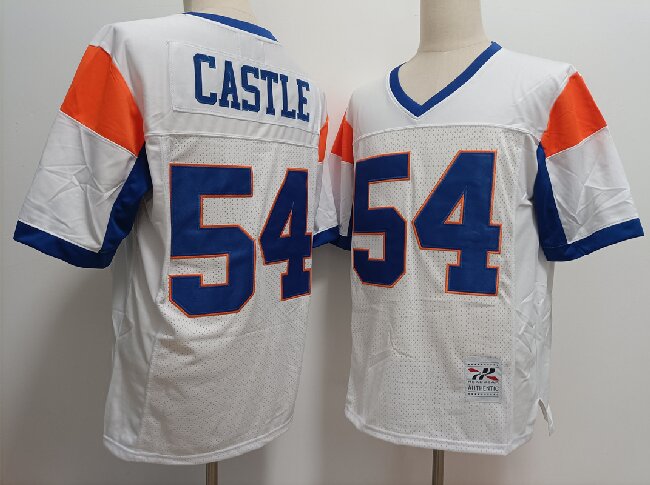 Men's Blue Mountain State #54 Thad Castle White College Football Jersey