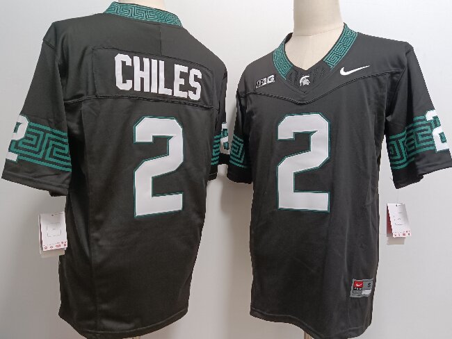 Men's Michigan State Spartans #2 Aidan Chiles Black FUSE College Football Jersey