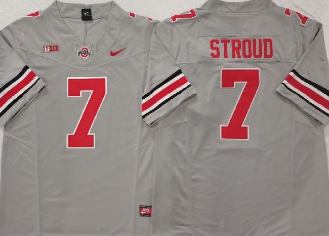 Men's Ohio State Buckeyes #7 C.J. Stroud Grey F.U.S.E. Limited Stitched Jersey