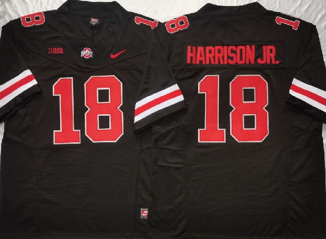 Men's Ohio State Buckeyes #18 Marvin Harrison JR. Black F.U.S.E. Limited Stitched Jersey