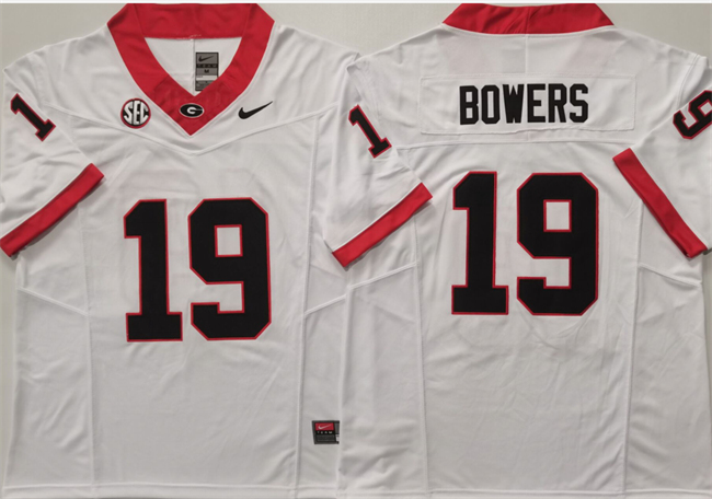 Men's Georgia Bulldogs #19 Brock Bowers White 2024 F.U.S.E. Stitched Jersey