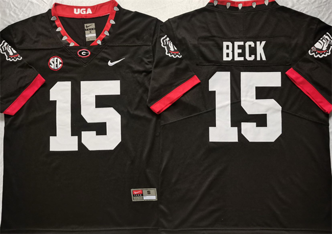 Men's Georgia Bulldogs #15 Carson Beck Black F.U.S.E Stitched Jersey