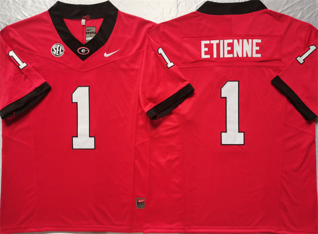 Men's Georgia Bulldogs #1 Trevor Etienne Red F.U.S.E Stitched Jersey