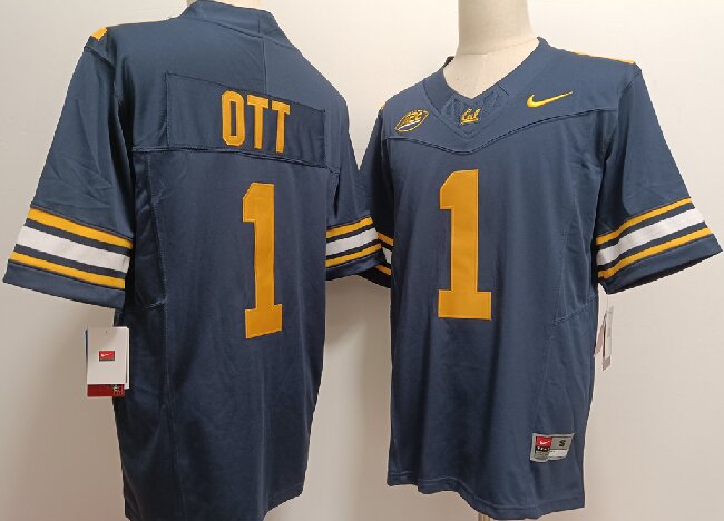 Men's California Golden Bears #1 Jaydn Ott Navy Blue FUSE College Stitched Jersey