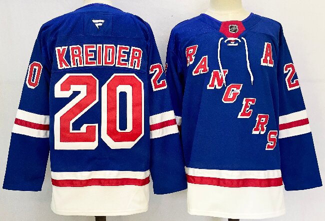 Men's New York Rangers #20 Chris Kreider Royal 2024-25 Home With A Patch Stitched Hockey Jersey