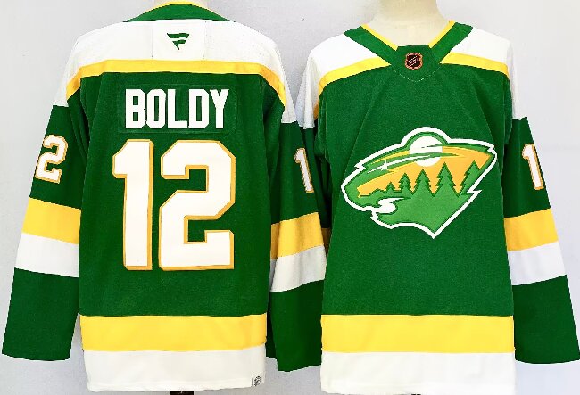 Men's Minnesota Wild #12 Matt Boldy Green 2024-25 Alternate Stitched Hockey Jersey
