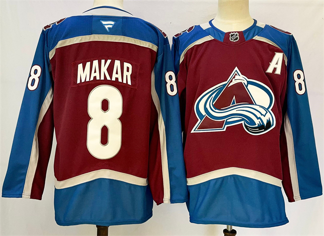 Men's Colorado Avalanche #8 Cale Makar Burgundy 2024-25 Home With Patch Stitched Jersey