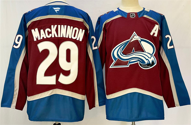 Men's Colorado Avalanche #29 Nathan MacKinnon Burgundy 2024-25 Home With Patch Stitched Jersey