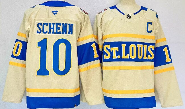 Men's St. Louis Blues #10 Brayden Schenn Cream 2024-25 Winter Classic Stitched Hockey Jersey