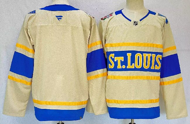 Men's St. Louis Blues Blank Cream 2024-25 Winter Classic Stitched Hockey Jersey