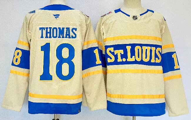 Men's St. Louis Blues #18 Robert Thomas Cream 2024-25 Winter Classic Stitched Hockey Jersey