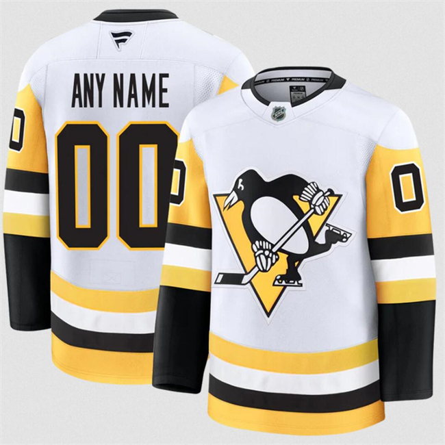 Men's Pittsburgh Penguins Active Player Custom White 2024-25 Away Stitched Hockey Jersey
