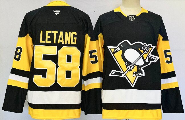 Men's Pittsburgh Penguins #58 Kris Letang Black 2024-25 Home Stitched Hockey Jersey