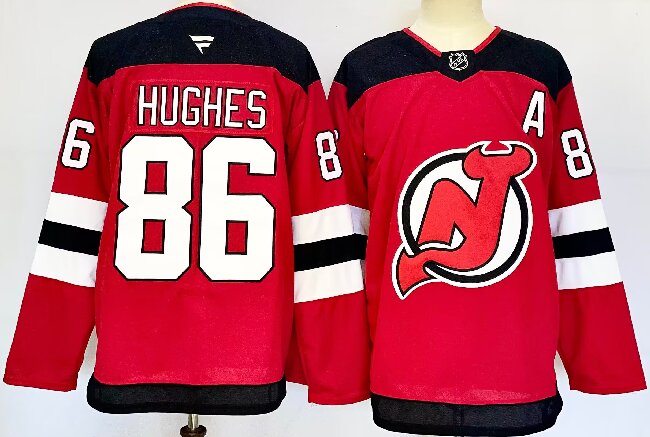 Men's New Jersey Devils #86 Jack Hughes Red 2024-25 Home Stitched Hockey Jersey