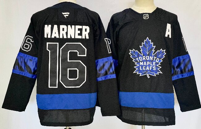 Men's Toronto Maple Leafs #16 Mitchell Marner Black 2024-25 Alternate Stitched Hockey Jersey