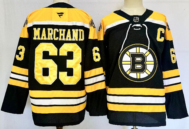Men's Boston Bruins #63 Brad Marchand Black 2024-25 Home Stitched Hockey Jersey