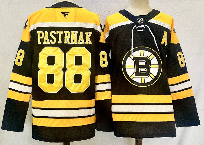 Men's Boston Bruins #88 David Pastrnak Black 2024-25 Home Stitched Hockey Jersey