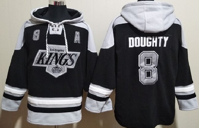 Men's Los Angeles Kings #8 Drew Doughty Black Ageless Must-Have Lace-Up Pullover Hoodie