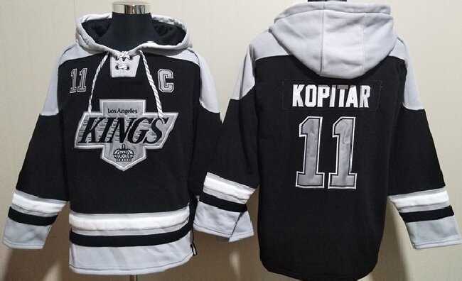 Men's Los Angeles Kings #11 Anze Kopitar Black Ageless Must-Have Lace-Up Pullover Hoodie