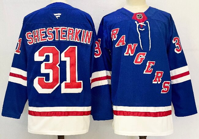 Men's New York Rangers #31 Igor Shesterkin  Royal 2024-25 Home With A Patch Stitched Hockey Jersey