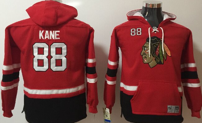 Youth Chicago Blackhawks #88 Patrick Kane NEW Red Stitched NHL Old Tim Hockey Hoodie