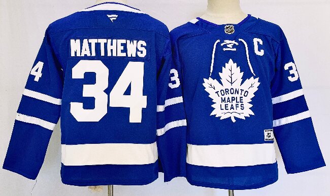 Youth Toronto Maple Leafs #34 Auston Matthews Blue Adidas Stitched NHL Jersey