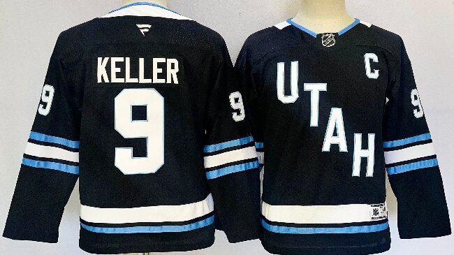 Youth Utah Hockey Club #9 Clayton Keller Navy 2024-25 With C Patch Stitched Jersey