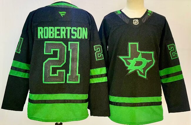 Men's Dallas Stars #21 Jason Robertson Black 2024-25 Alternate Stitched Hockey Jersey
