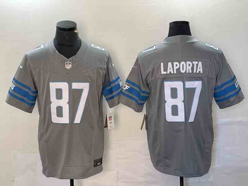 Men's Detroit Lions #87 Sam LaPorta Gray 2023 F.U.S.E. Vapor Untouchable Limited Football Stitched Jersey