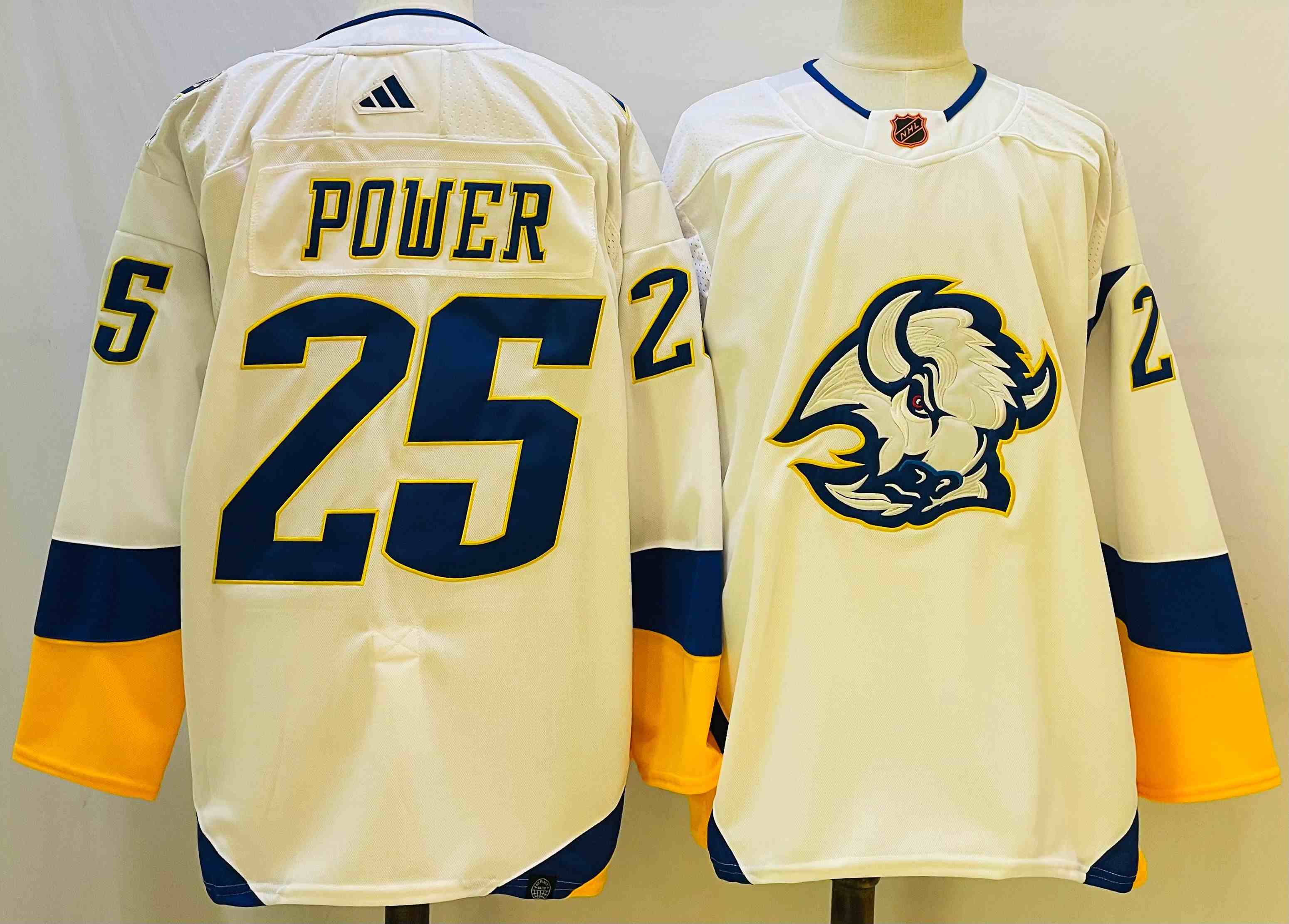 Mens Nhl Buffalo Sabres 25 Owen Power White Reverse Retro Adidas Jersey