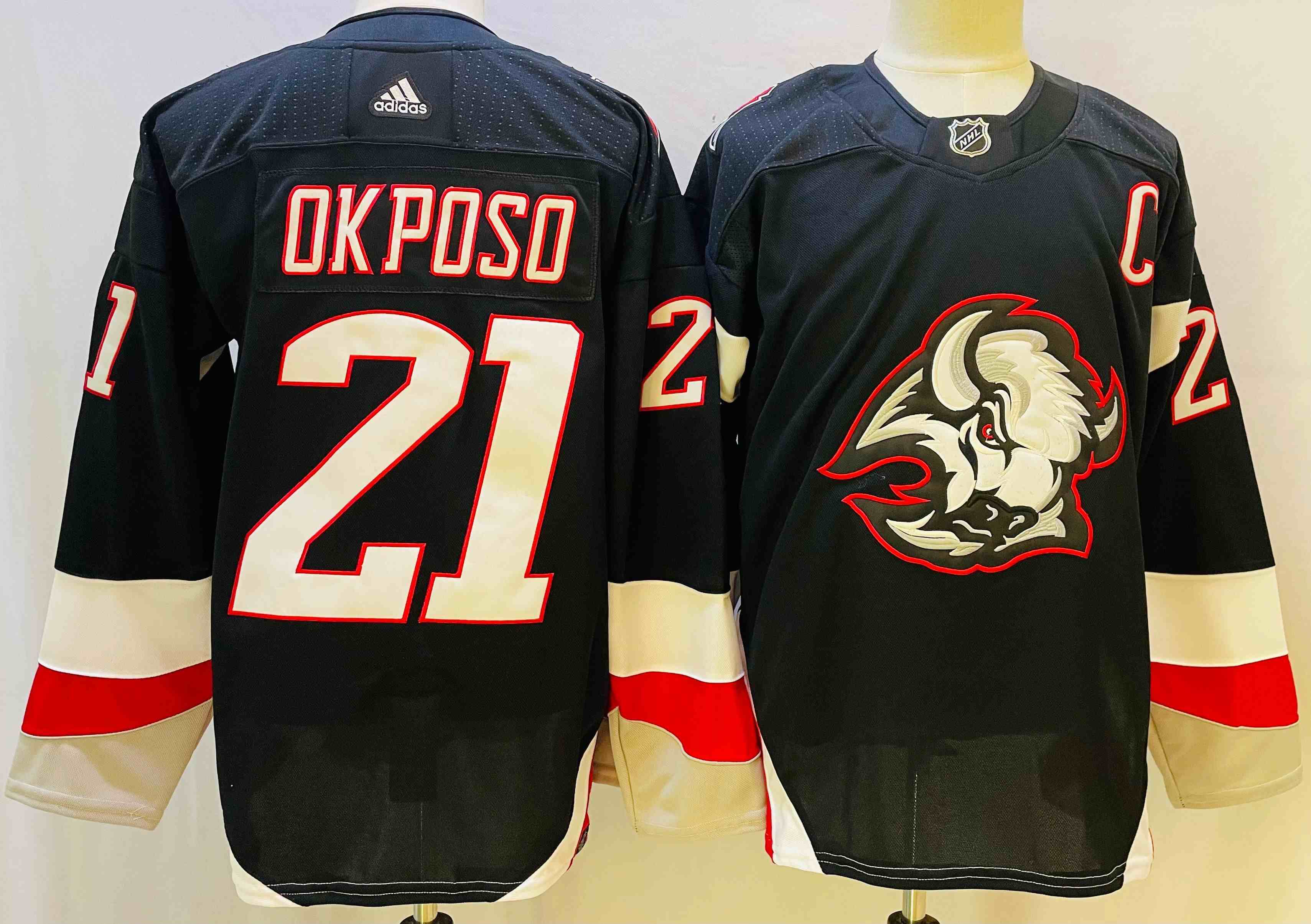 Mens Nhl Buffalo Sabres #21 Kyle Okposo Black 2022-23 Reverse Retro Adidas Jersey