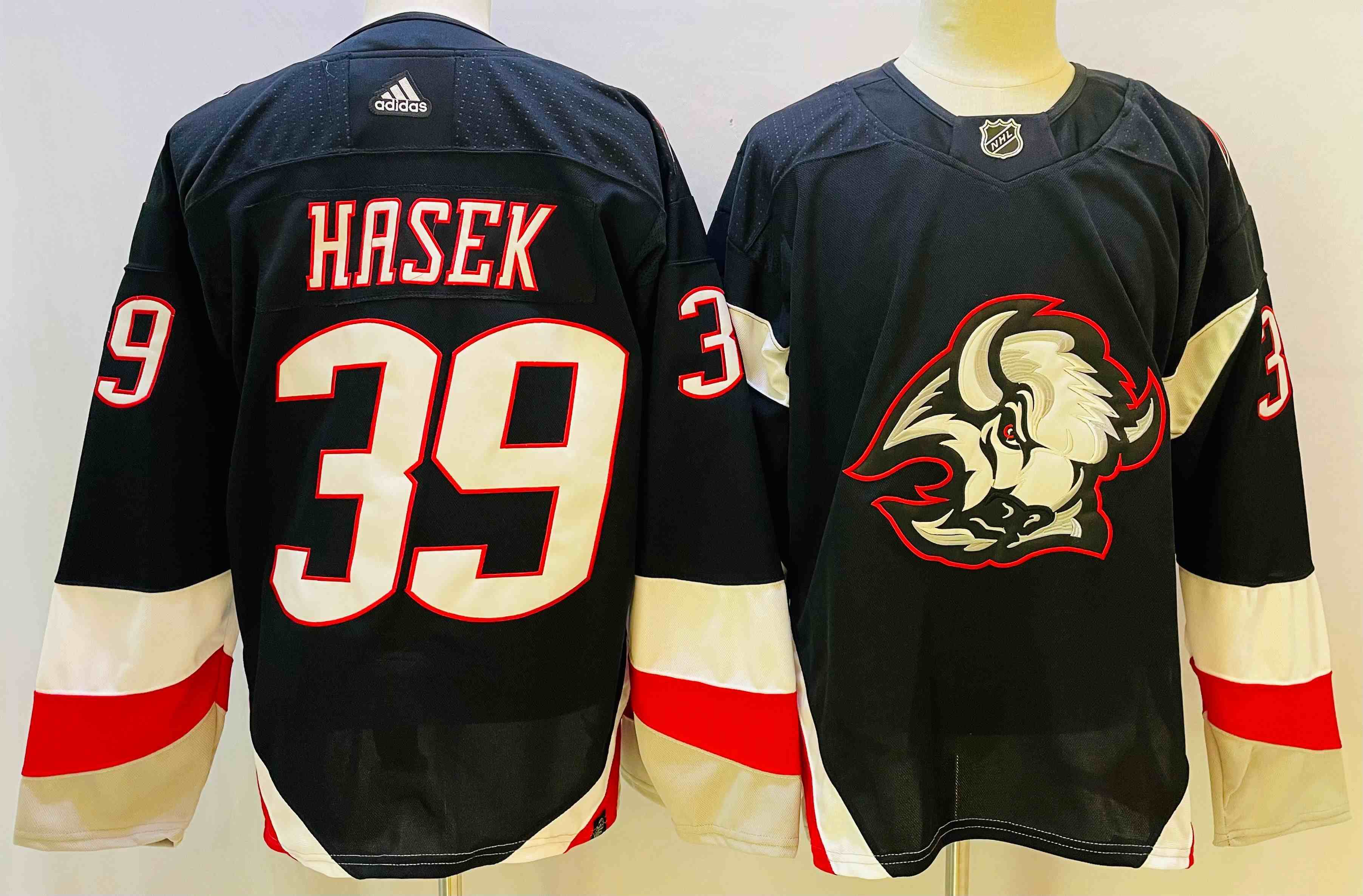 Mens Nhl Buffalo Sabres #39 Dominik Hasek Black 2022-23 Reverse Retro Adidas Jersey