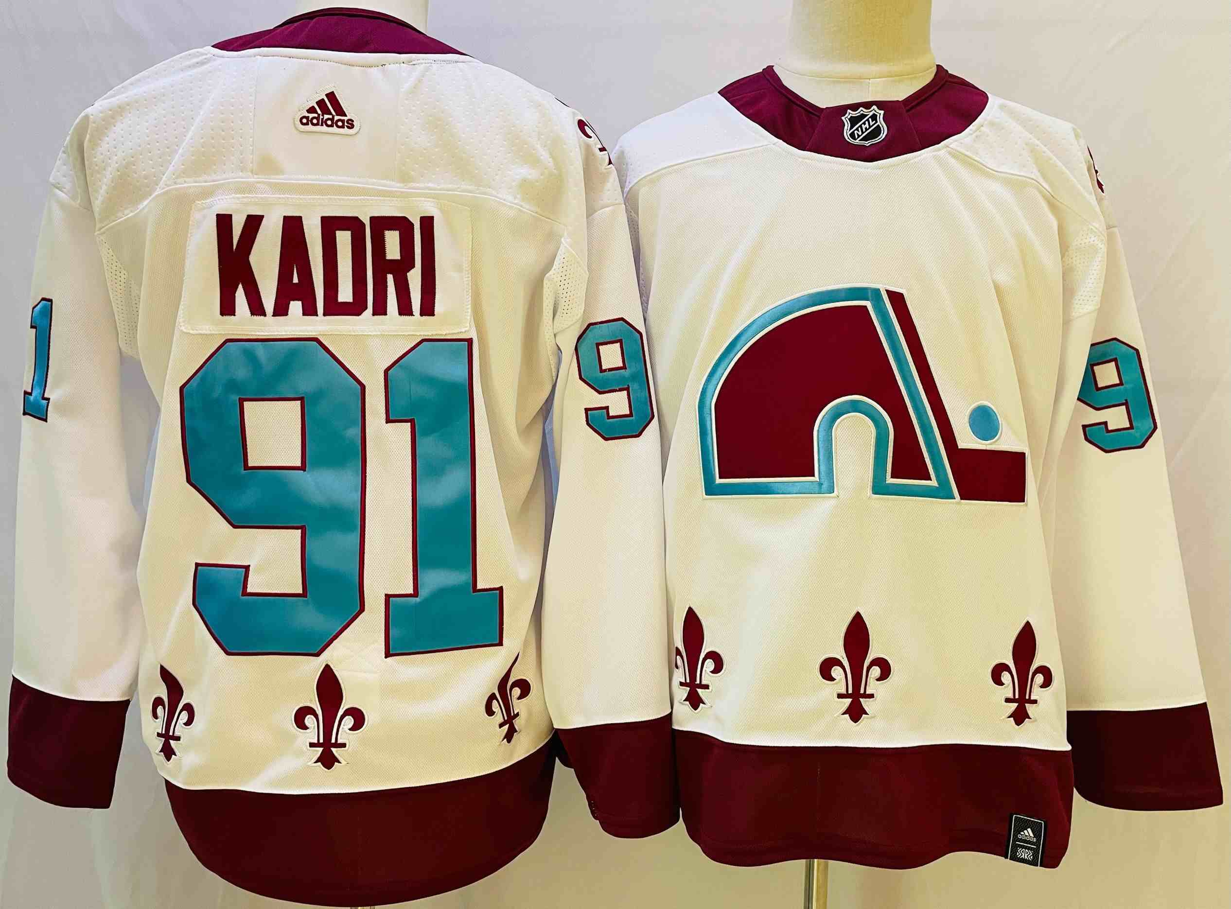 Mens Nhl Colorado Avalanche #91 Nazem Kadri  White 2021 Reverse Retro Alternate Adidas Jersey