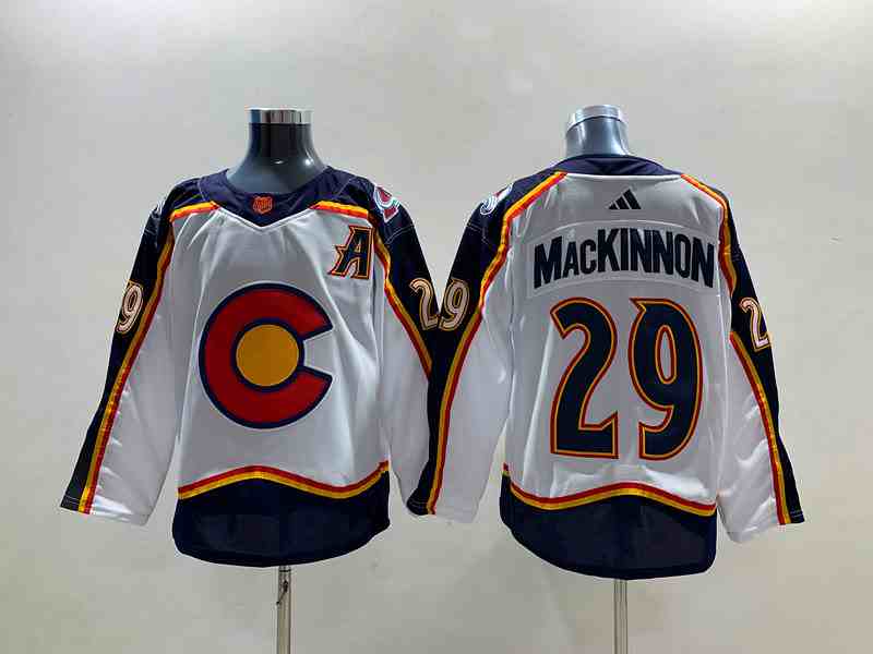 Mens Nhl Colorado Avalanche #29 Nathan Mackinnon White 2022-23 Reverse Retro Alternate Adidas Jersey