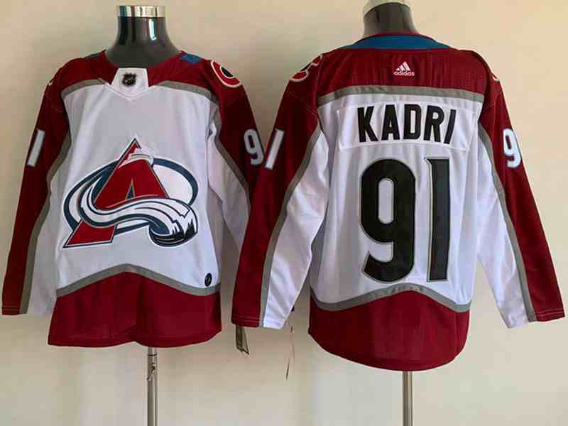 Mens Nhl Colorado Avalanche #91 Nazem Kadri White Adidas Jersey
