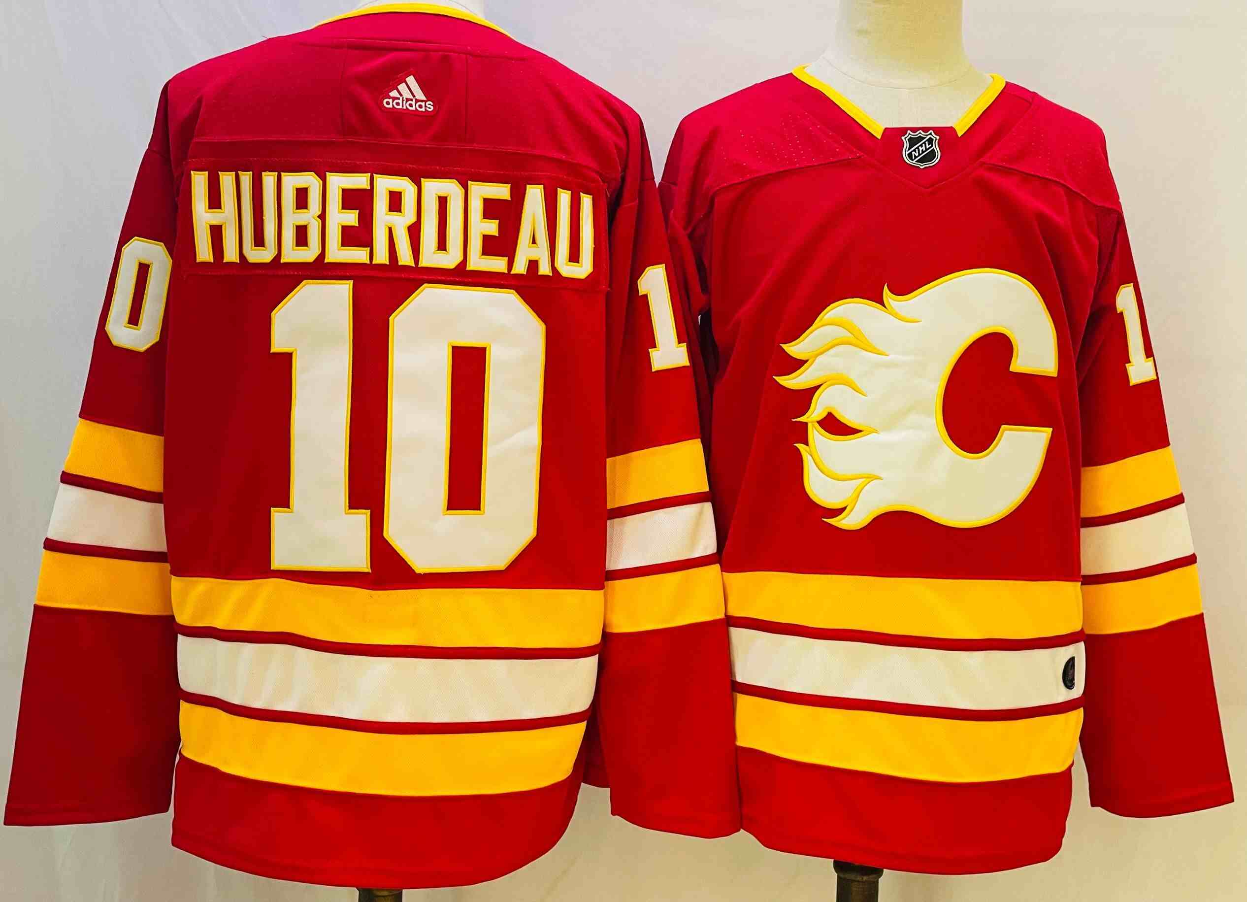 Mens 2022 Nhl Calgary Flames #10 Jonathan Huberdeau Red Adidas Player Jersey