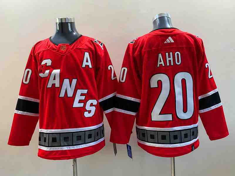 Mens Nhl Carolina Hurricanes #20 Sebastian Aho Red 2022-23 Reverse Retro Alternate Adidas Jersey