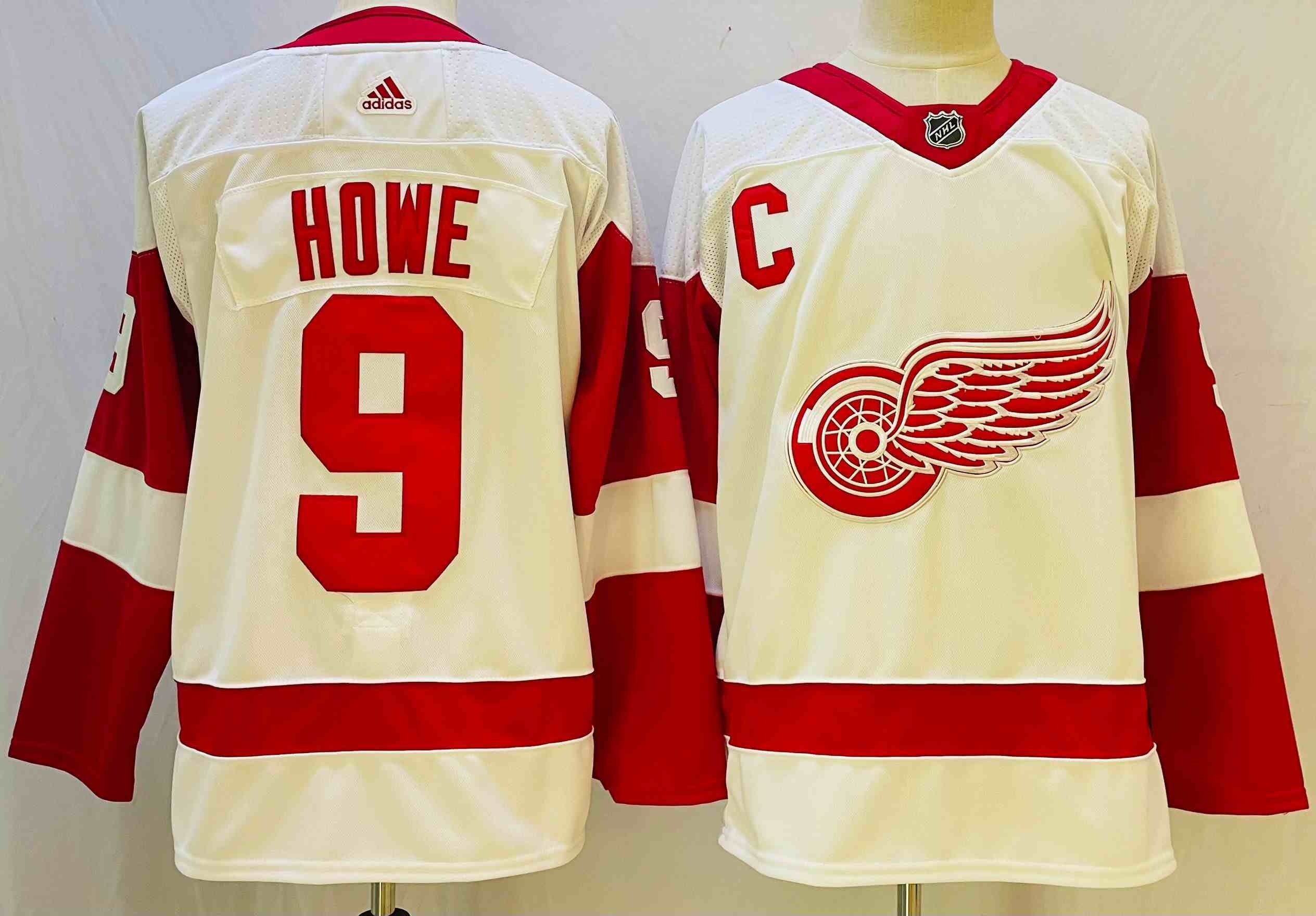 Mens Nhl Detroit Red Wings #9 Gordie Howe Adidas White Jersey