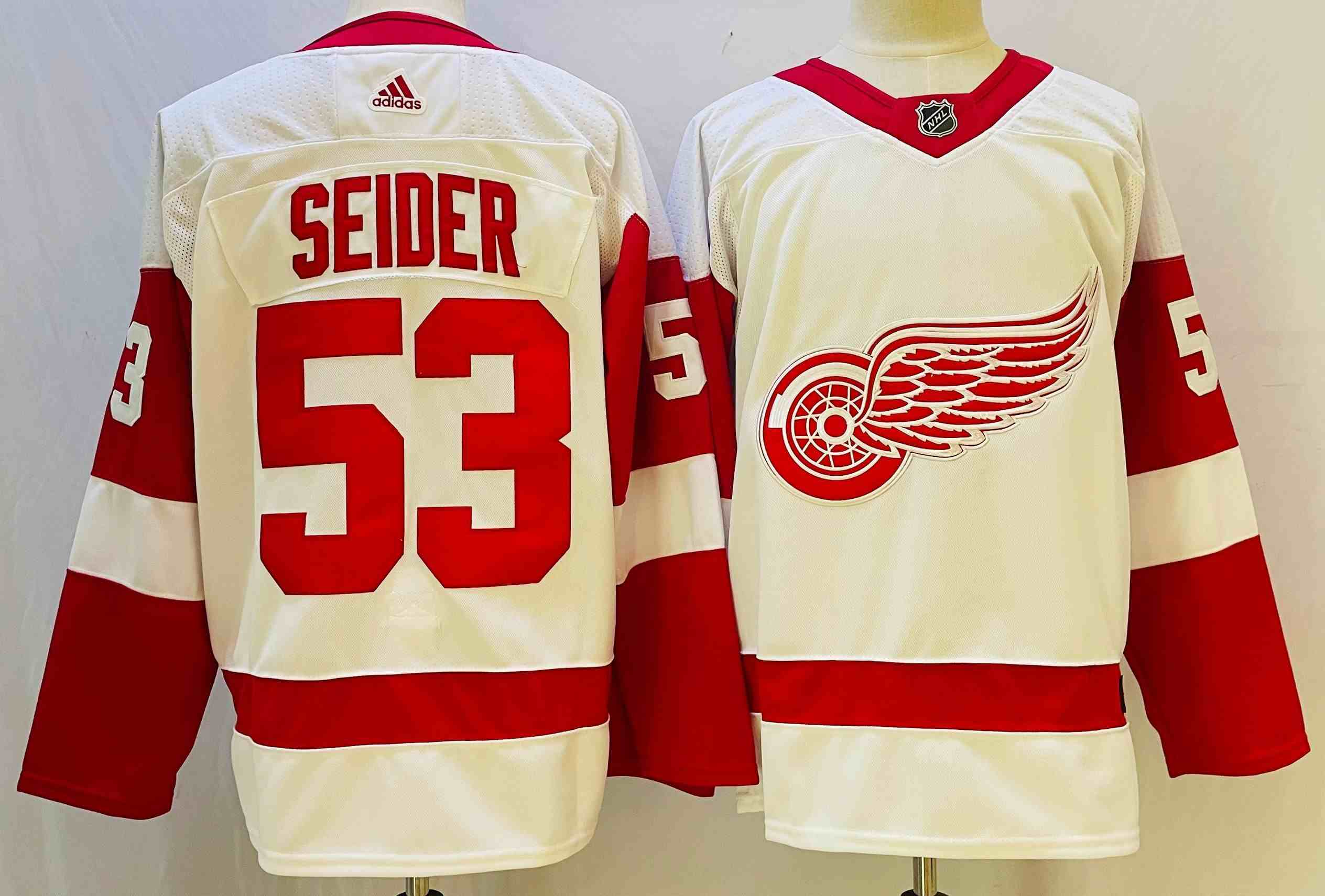 Mens Nhl Detroit Red Wings #53 Moritz Seider Adidas White Jersey