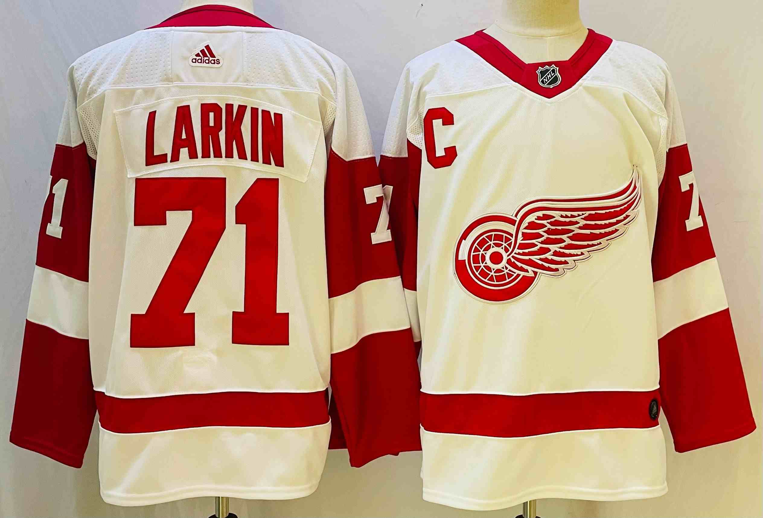 Mens Nhl Detroit Red Wings #71 Dylan Larkin Adidas White Jersey