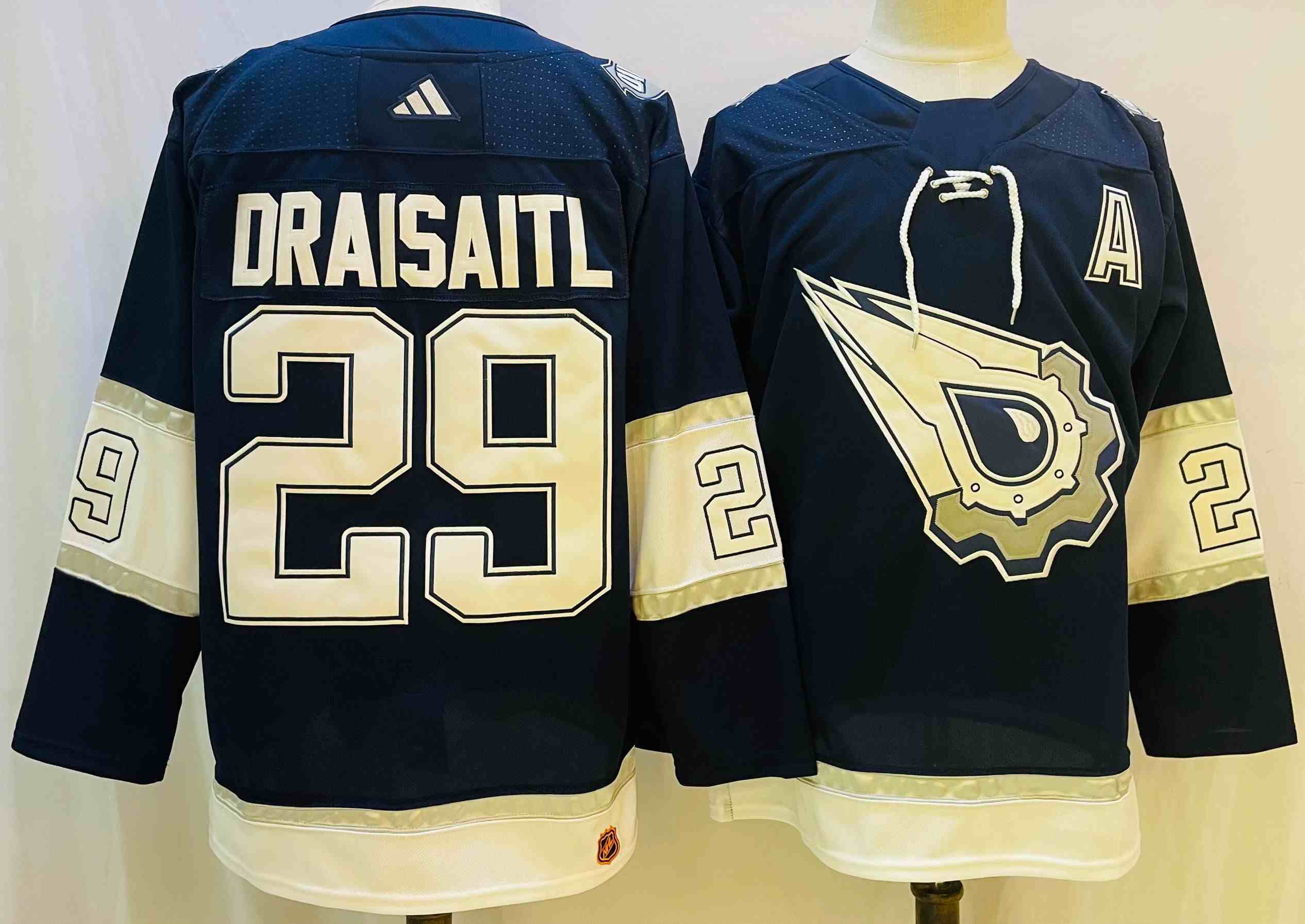 Mens Adidas Nhl Edmonton Oilers #29 Leon Draisaitl Dark Blue Alternate Jersey