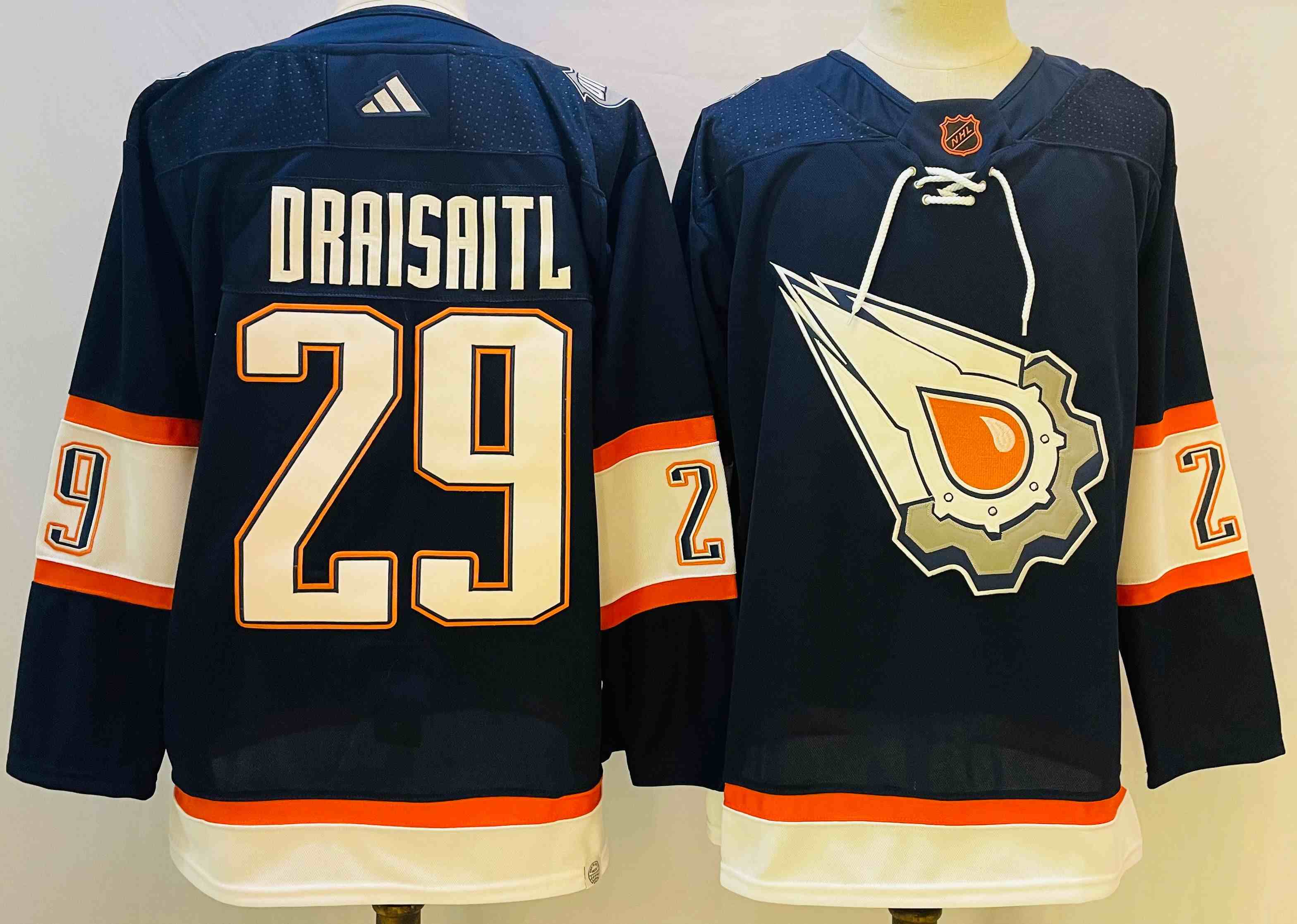 Mens Adidas Nhl Edmonton Oilers #29 Leon Draisaitl Dark Blue 2022-23 Reverse Retro Alternate Adidas